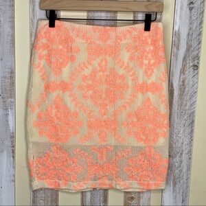 J.O.A Los Angeles Woven Embroidered Neon Skirt